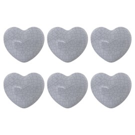 ETHNICITI Pack of 6 Heart Grey Crackle 40mm Ceramic Door Knobs Vintage Shabby Chic, Wardrobe Cabinet Cupboard Drawer Interior Furniture Pulls Handles Bedroom Dresser Lounge Kitchen