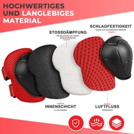 LeapBeast Children's Knee Pads, Knee Pads, Elbow Pads and Wrist Pads, Skate Protectors, Protector Set of 6 Protector Set, Adjustable for Skating, Scooter, Skateboard (Black/Red, S)
