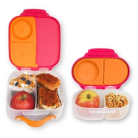 b.box Mini Lunch + Snack Containers (Strawberry Shake): 2-Pack Set Includes Lunch Box (4 1/4 Cup Capacity) & Snack Box (1 3/4 Cup Capacity). Easy Open Bento Containers, School Supplies