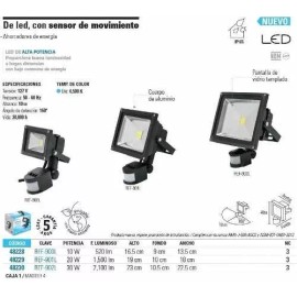 Volteck Reflector LED Volteck REF-901L 20W con luz blanco frío y carcasa negro 110V