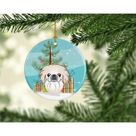 Caroline's Treasures BB1593CO1 Christmas Tree and Pekingese Ceramic Ornament, 3 in, Multicolor