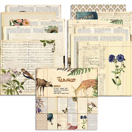 Vintage Scrapbooking Paper 12" x 12", 24 Sheets/12 Designs Single-Sided Pattern Decoupage Background Cardstock Paper Pads Junk Journaling Supplies Craft Kits for Decorative Card Photo Album Decor