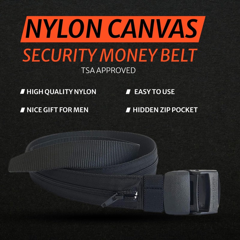 Secure Travel Money Belt with Hidden Security Zip for Money