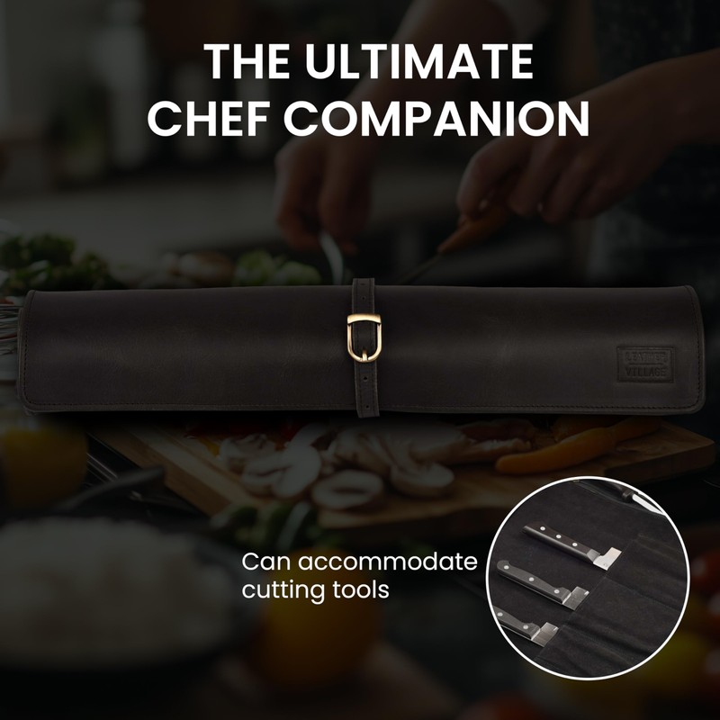 LEATHER VILLAGE Genuine Leather Knife Roll Bag – Professional Chef