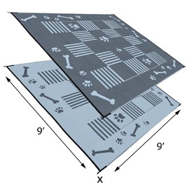 Stylish Camping DA1 Black/White 9' x 9' Dog Paw Bone Mat