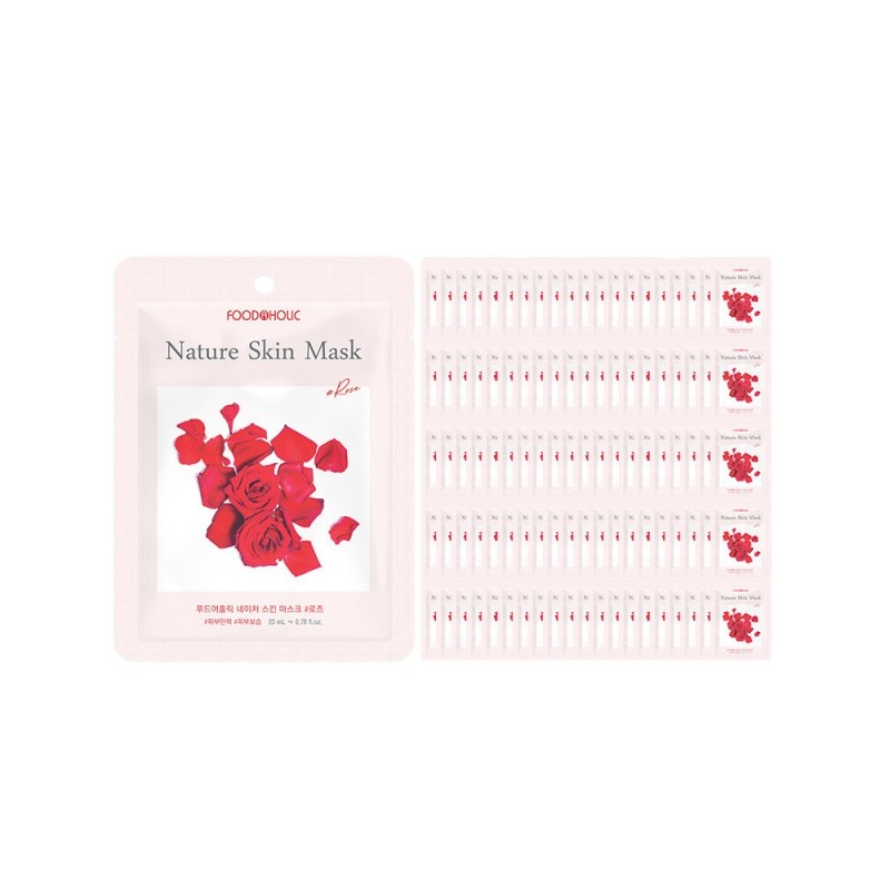 (100 sheets) Foodaholic Nature Skin Rose Mask Pack / (100매)푸드어홀릭