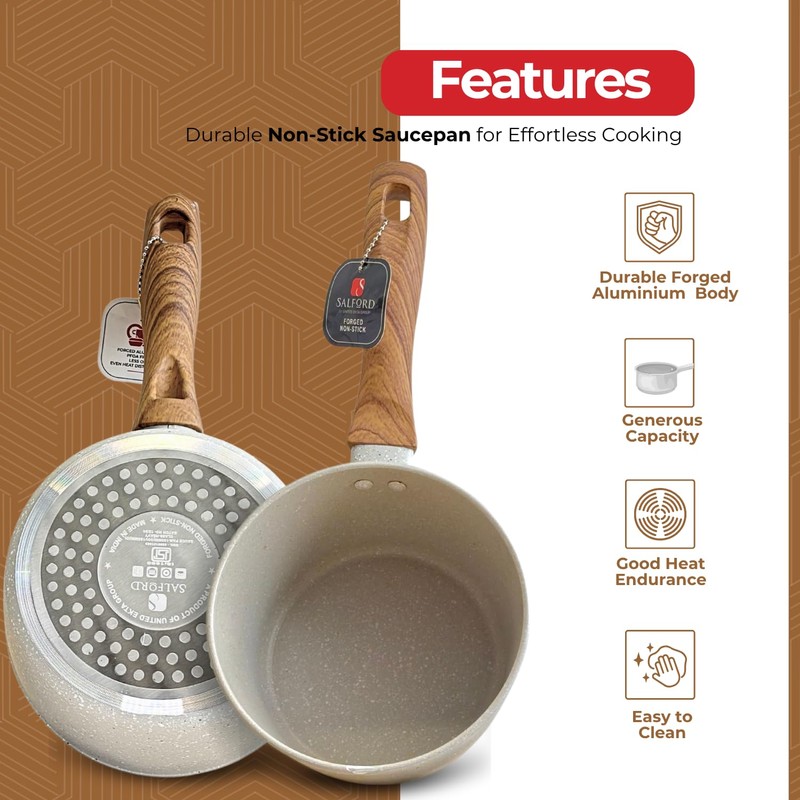 SALFORD 1.8 Quarts Aluminum Saucepan with Glass Lid – Nonstick