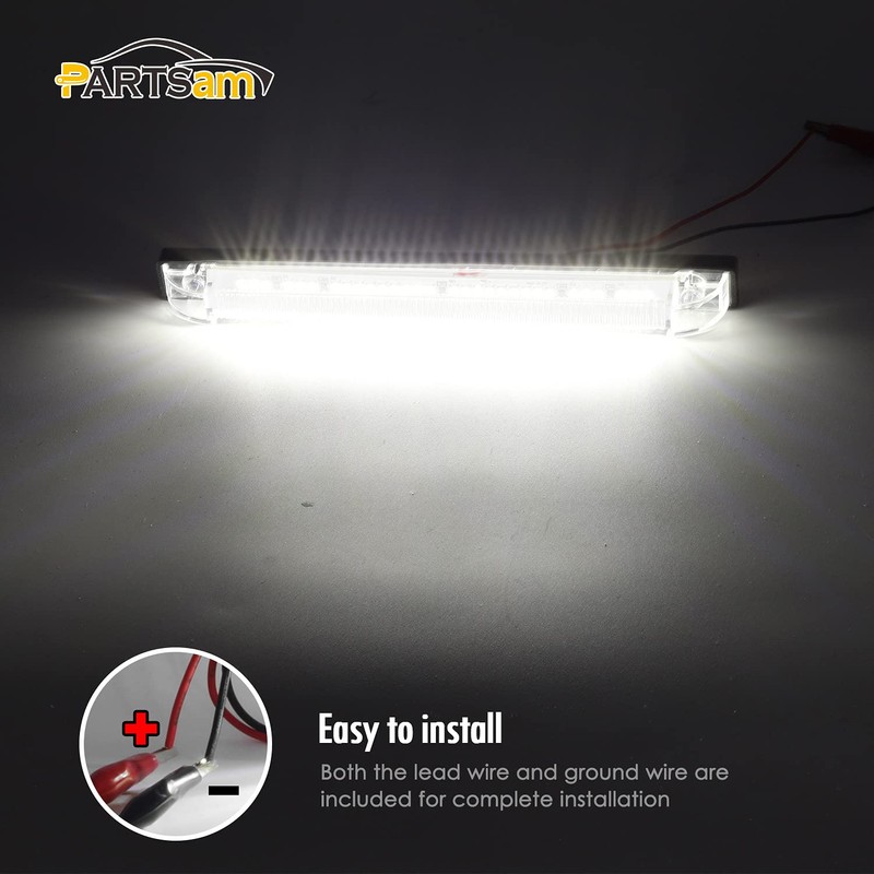 Partsam 1Pcs 8 Inch Slim Line White 30 LED Utility