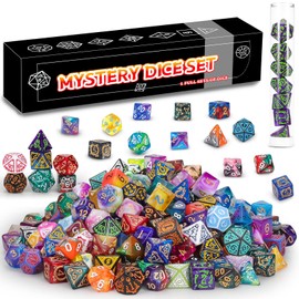 QMAY Mystery Dice Box - 7PCS DND Dice Set, Random Dice Patterns, 1Surprise Boxes, Polyhedral Dice with Dice Display Tube, D&D Gifts Box for Dungeons and Dragons, RPG, MTG,Role Playing Table Game