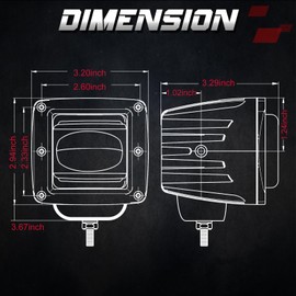 OFFROADTOWN LED Pods, 2pcs 3'' SAE Fog Lights Off road Driving lights Waterproof Square LED Cubes Work Light for Truck Motorcycle ATV UTV Boat