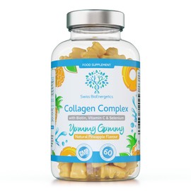 Collagen Complex - 60 Natural Pineapple Flavour Chewable Yummy Gummies - One a Day 500mg Hydrolysed Collagen, Biotin, Vitamin C and Selenium – Healthy Skin and Hair for Men and Women – UK Made