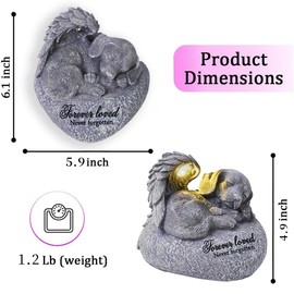 QZWHLSM Pet Memorial Gifts for Dogs,Hand-Sculpted Resin Pet Loss Sympathy Gift with LED Light, Pet Angel Sleeping Dog Memorial Stone Statue Pet Headstone Grave Markes for Loss Dog Sympathy Gift