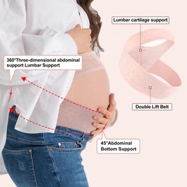 GLIDESMOOTH Pregnancy Belly Band for Pregnant Women, Breathable Maternity Belt, Adjustable Pregnancy Belly Support Band, Large, Pink