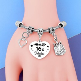 16th Birthday Bracelet Gifts for Girls Daughter Stainless Steel Bracelet 16th Birthday Gifts for Sister Niece 16 Years Old Girl Gift Sixteen Gift for Girls Women Friends Valentine's Day Christmas