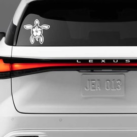 DesignsForrest DF Hibiscus Turtle Decal Sticker |5X5.2Inches | Premium Quality White Vinyl; Car Turtle Decal; Vehicle Bumper Sticker; Outdoor Vinyl Sticker
