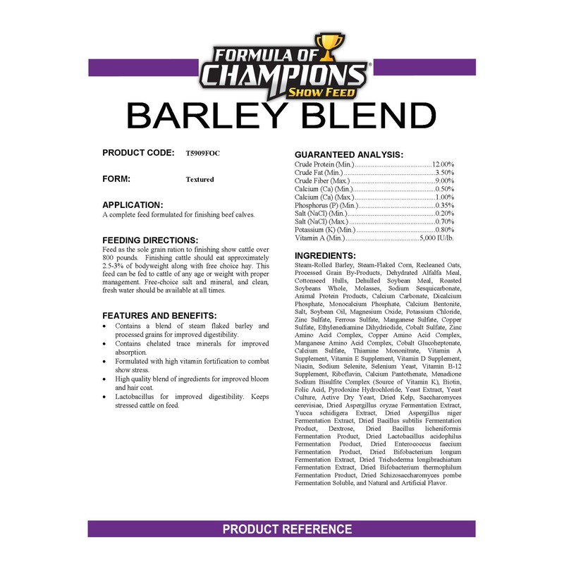 Kalmbach Feeds Formula Of Champions Barley Blend, 50 Lb