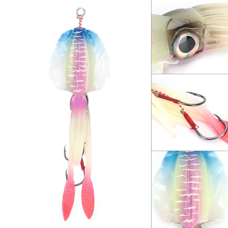 Fishing Squid Lure Octopus UV Luminous Squid Jigs with Hook