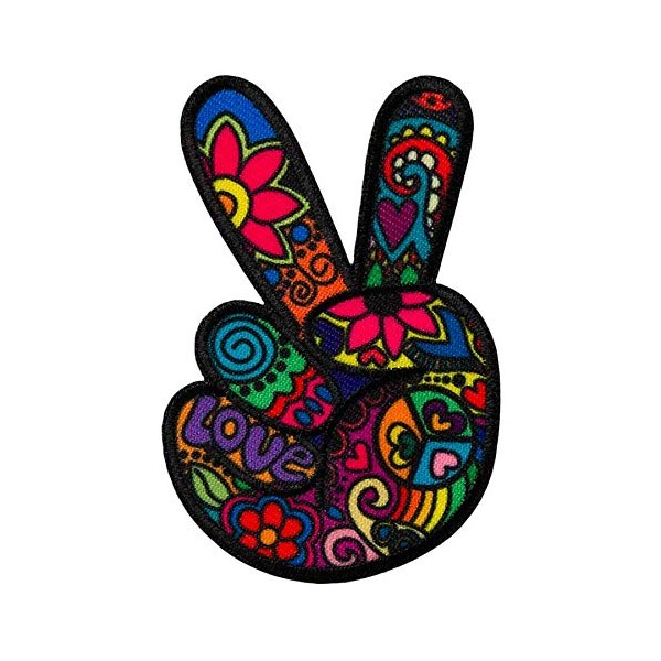 Mono Quick 1002 x Hippie Peace Hand Happy Iron-On Patch,