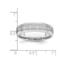 Gem And Harmony Mens Greek Key 6mm Sterling Silver Brushed Wedding Band Ring