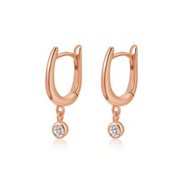 PHNIBIRD Zircon Earrings Silver 925 Hoop Earrings with Pendant Earrings Rose Gold Hanging Women's Jewellery for Valentine's Day and Christmas Women's Earrings Gift for Her, Sterling Silver, silver