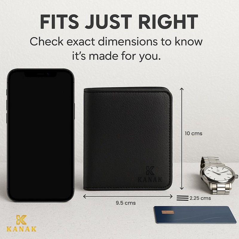 K KANAK -Prince Wallet, Genuine Leather Wallet,Bifold Men's Wallet, Safe