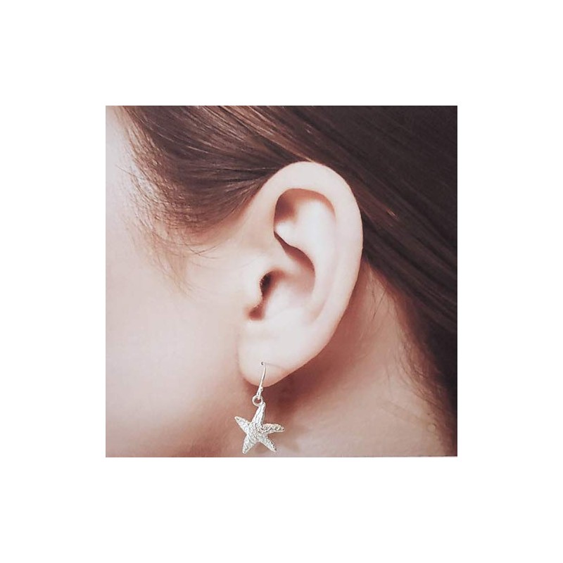 Sterling Silver Starfish Charm Earrings