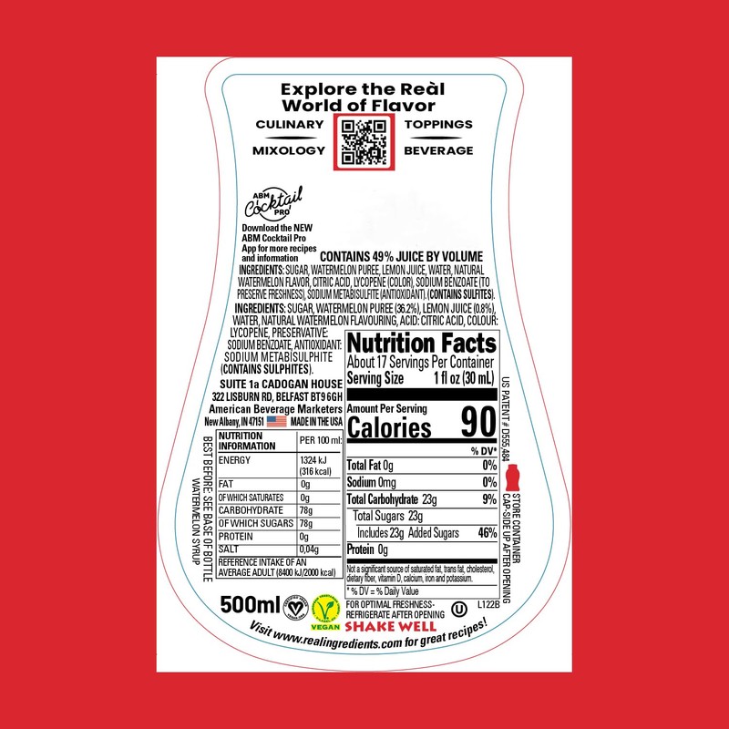 Watermelon Reàl Infused Exotics, Watermelon Puree Infused Syrup, 16.9 FL