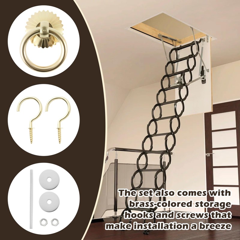 2 Set 63 Inch Attic Pull Down Hook Attic Ladder