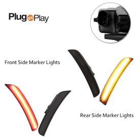 GTINTHEBOX for 2015 2016 2017 2018 2019 2020 2021 2022 2023 Chrysler 300 Side Marker Light Smoked Lens Amber & Red Led Front and Rear Bumper Fender Lamps, Pack of 4