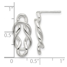 925 Sterling Silver Polished Double Fancy Knot Post Earrings 22x10mm Wide Stud Earring for Women