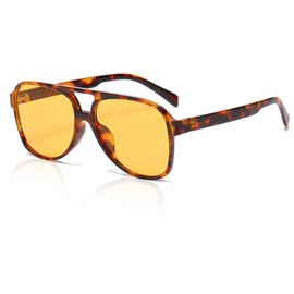 XITUADDA Retro Aviator Glasses for Women Men Trendy Oval 70s Oversized Classic Sunglasses UV400 Protection, Leopard/Gold