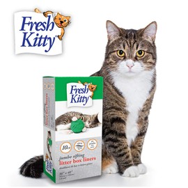 Fresh Kitty Durable, Easy Clean Up Elastic Jumbo Sifting Litter Pan Box Liners, Bags for Pet Cats, 10 ct