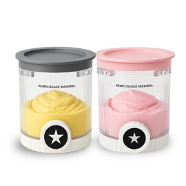 2 Pack Pint Containers Replacement for Ninja Creami Swirl NC700/NC701 Series, 16oz BPA-Free Ice Cream Pints with Lids, Leak-Proof & Dishwasher Safe (Grey/Pink)