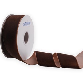 XMRIBBON Coffee Velvet Ribbon Single Sided,2 Inch by 10 Yards Spool (Brown)