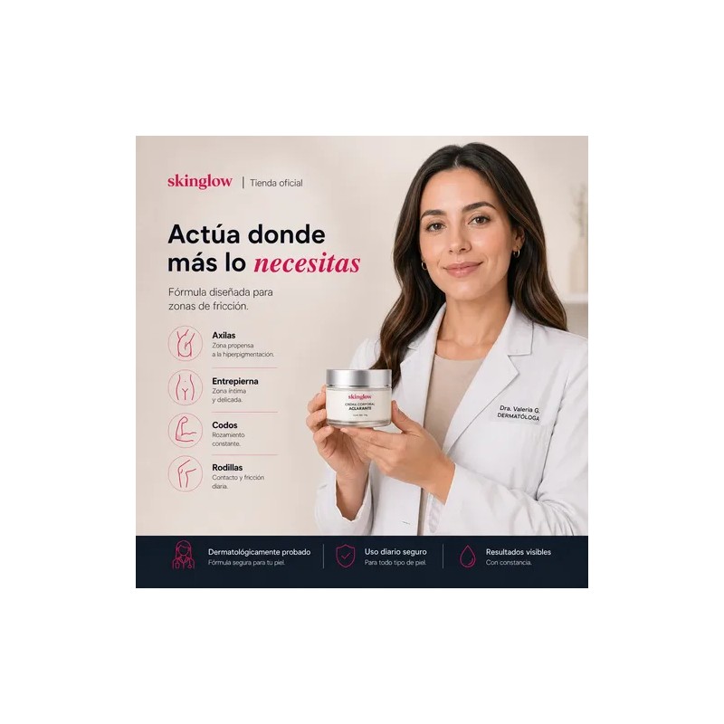 2 Pack Crema Corporal Aclarante Antimanchas Ácido Glicólico