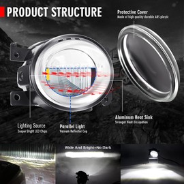 Cawanerl Luz antiniebla LED de repuesto para Infiniti 15-19 Q50,17-19 Q60,16-19 QX50 QX60,15-18 QX80,15-17 Q70 Q70L, Nissan 19-22 Maxima parachoques delantero + lámpara antiniebla lateral del pasajero