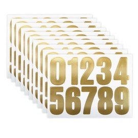 Large Number Stickers, Approx. 0.8 x 1.6 inches (20 x 40 mm), 10 Sheets Included [Black] Black Number Number Sticker Decoration, Large Capacity, Glitter Puffy Round YS-057