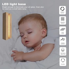 Homimor 2pcs 11.81 Inch Wooden LED Light Display Pedestal, Wooden Rectangle LED Lights Display Base for Acrylic, Crystal Light Base Stand for Crystal Display Glass Art