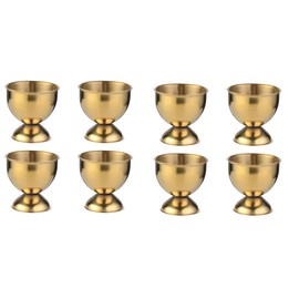 Yitobici Stainless Steel Egg Cups with Round, Base, Stackable, Set of 6 Egg Holder Tray (Gold, 8 Pieces)