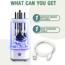 Electric Makeup Brush Cleaner Machine, Upgrade Cosmetic Brush Cleaner,Automatic Spinning USB Efficient Makeup Brush Cleaner Fit For All Size Makeup Brushes (Light White)