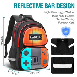 TFAUR School Backpack For Boys,Gamer Kids Backpack For Elementary Middle School Student Age 6-14,17″ Video Game Bookbag For Laptop