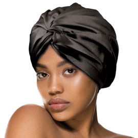 Donna Reversible Silky Satin Sleep Turban Day & Night Turban 1PC for Curly Hair Straight Hair All Hair Textures Fashion Headwrap MIDNIGHT Color