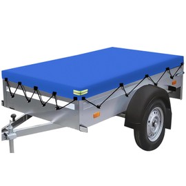 207x114x10cm Trailer Cover, Waterproof 420D Oxford PVC & Reinforced Eyelets & Reflective Strips Windproof UV Protection Trailer Covers for Heavy Duty Trailers (Blue, 207x114x10cm)