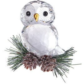 The Bridge Collection 3.5" Frosted Pinecone Beautiful Acrylic Owl Christmas Ornament - Woodland Winter Christmas Decor