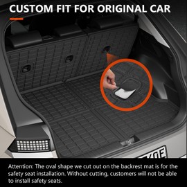 powoq Cargo Mat Compatible with 2022-2024 Hyundai Ioniq 5 Backrest Mat Trunk Mat TPE Cargo Liner Replacement for 2022 2023 2024 Hyundai Ioniq 5 Accessories (Trunk Mat+Backrest Mat)
