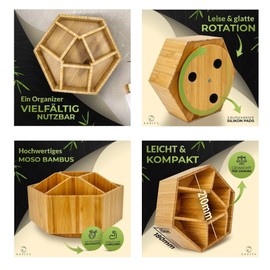 ESSITA Schreibtisch Organizer aus Bambus. Stiftehalter Stifte Organizer Kinder. Kosmetik, Make-up, Badezimmer Bad Organizer, Stifte Aufbewahrung, Stiftebox Stifteköcher Stifte Rondell, Holz, drehbar