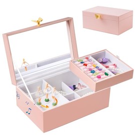 ProCase Caja de Joyería Musical para Niñas con Bailarina Giratoria, Caja de Joyería de Almacenamiento para Niños, Caja de Música de Bailarina Regalos 
