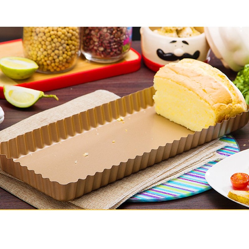 Fenteer Rectangular Fluted Square Non-Stick Quiche/Tart Pan Loose Removable Bottom