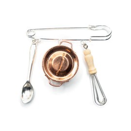 Miniblings Topf Löffel Schneebesen Brosche Anstecknadel Pin Koch Köchin Kochen - Handmade Modeschmuck I Anstecknadel Button Pins
