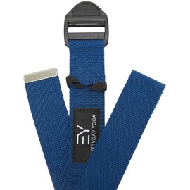 Everyday Yoga Super Strong Cotton Yoga Strap, Quiet Cinch Buckle, Stretching & Physical Therapy Fitness, Improve Flexibility - True Navy